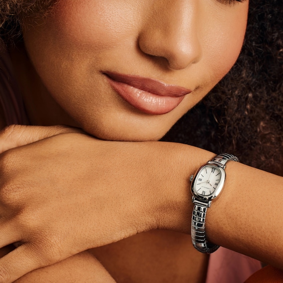 Ladies' Caravelle by Bulova Stainless Steel Watch with Mother-of-Pearl Dial and Expansion Bracelet (Model: 43L230)