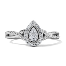 1/5 CT. T.W. Diamond Pear-Shaped Composite Promise Ring in 10K White Gold