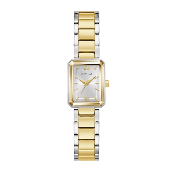Ladies' Caravelle by Bulova Modern Quartz Two-Tone Stainless Steel Watch with Silver-White Dial (45L193)