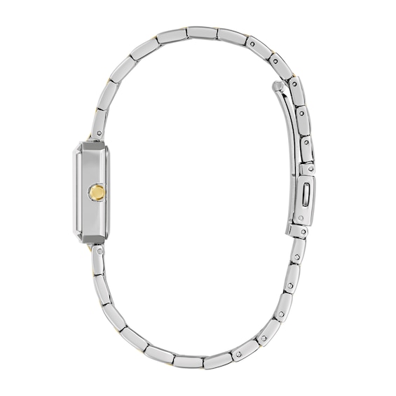 Ladies' Caravelle by Bulova Modern Quartz Two-Tone Stainless Steel Watch with Silver-White Dial (45L193)