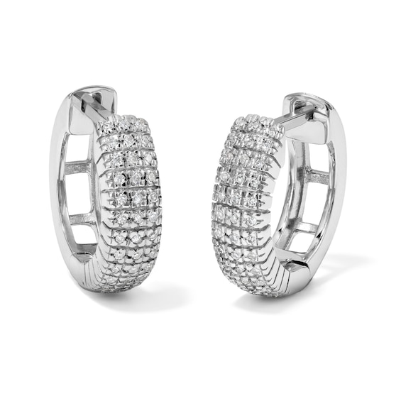 1/10 CT. T.W. Diamond Multi-Row Hoops in Sterling Silver