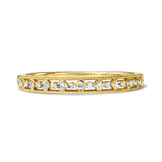 1/10 CT. T.W. Lab-Grown Diamond Milgrain-Edge Ring in 10K Gold (F/VS2)
