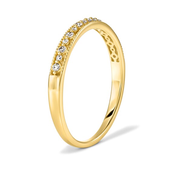 1/10 CT. T.w. Lab-Grown Diamond Milgrain-Edge Ring in 10K Gold (F/Vs2)