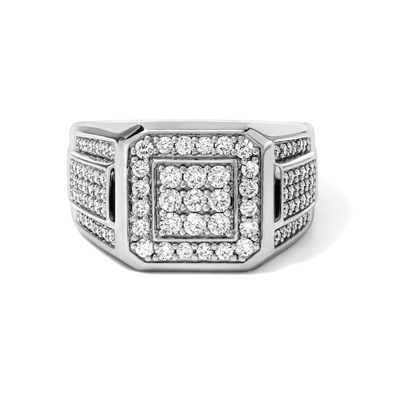 1-1/4 CT. T.W. Multi-Diamond Square Frame Ring in Sterling Silver (F/SI2)