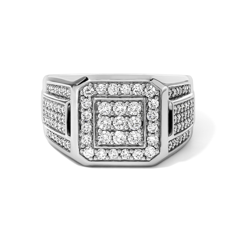 Main Image 1 of 1-1/4 CT. T.W. Multi-Diamond Square Frame Ring in Sterling Silver (F/SI2)