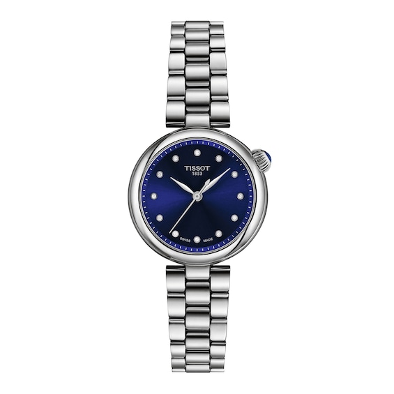 Ladies' Tissot Desir Stainless Steel Watch with Blue Dial and Diamonds (Model: T1520101104600)