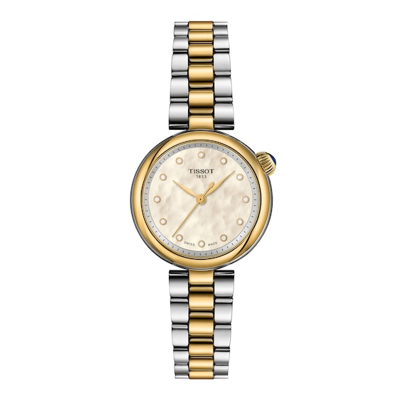 Ladies' Tissot Desir Gold-Tone PVD and Stainless Steel Watch with Mother-of-Pearl Dial and Diamonds (Model: T1520102211600)