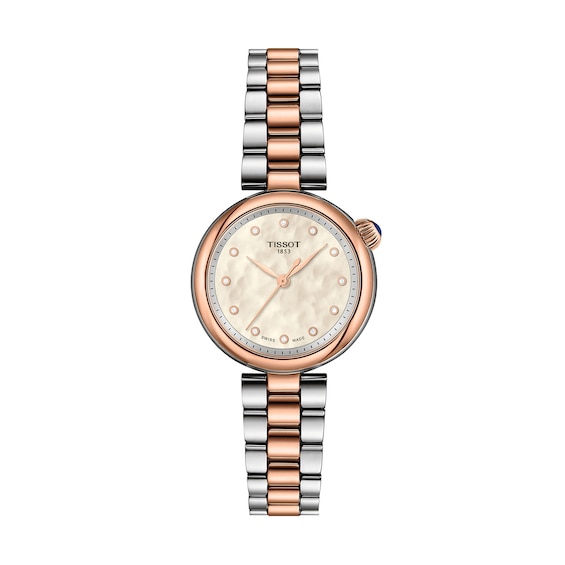 Ladies' Tissot Desir Rose-Tone PVD and Stainless Steel Watch with Mother-of-Pearl Dial and Diamonds (Model: T1520102211601)
