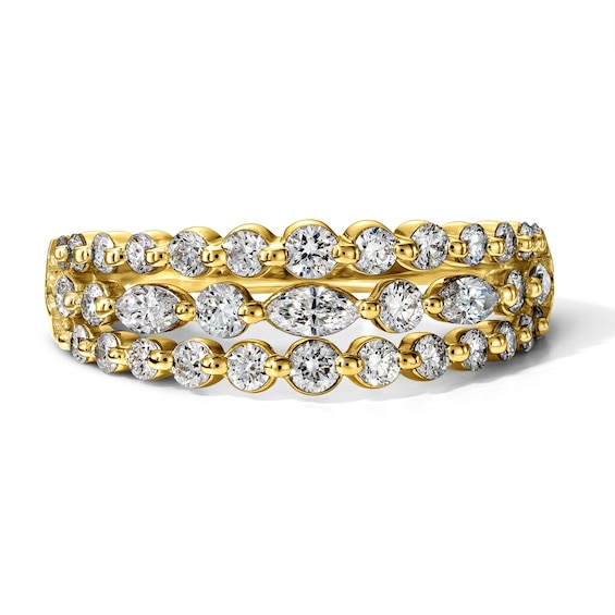 1 CT. T.w. Marquise-Cut and Round Lab-Grown Diamond Multi-Row Ring in 10K Gold (F/Vs2)