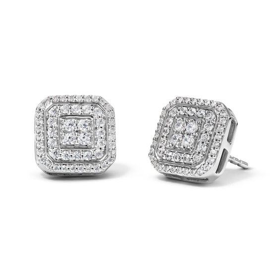 1/2 CT. T.W. Lab-Grown Diamond Composite Cushion Stud Earrings in Sterling Silver (F/SI2)
