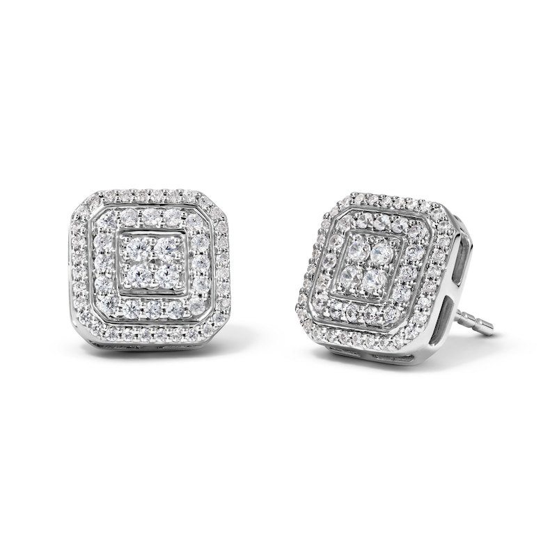 Main Image 1 of 1/2 CT. T.W. Lab-Grown Diamond Composite Cushion Stud Earrings in Sterling Silver (F/SI2)