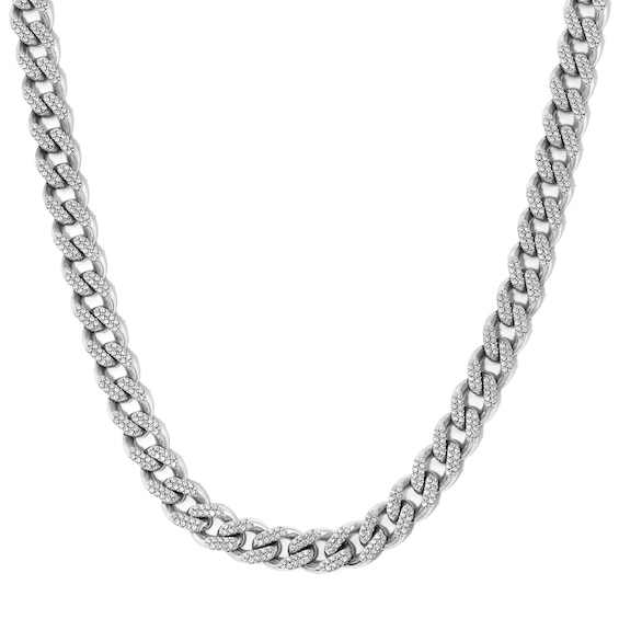 10 CT. T.W. Lab-Grown Diamond Curb Chain Necklace in Sterling Silver (F/SI2) - 22"