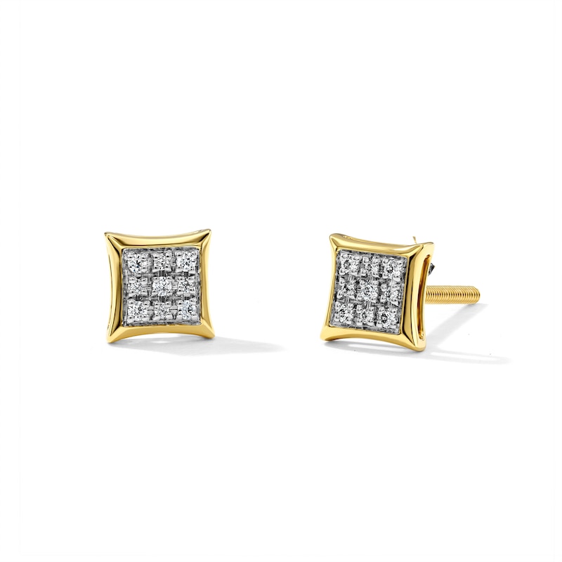 Main Image 1 of 1/20 CT. T.W. Multi-Diamond Square Stud Earrings in 10K Gold