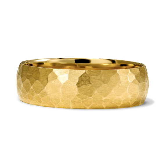 6mm Hammered Wedding Band in 10K Gold