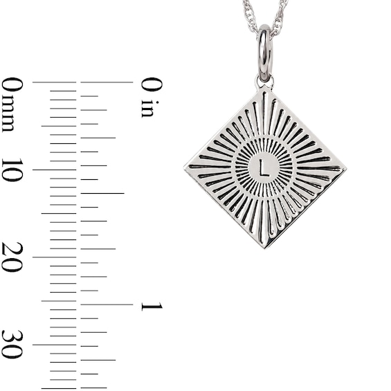 Tilted Square Initial and Engraved Message Necklace in Sterling Silver - 18"