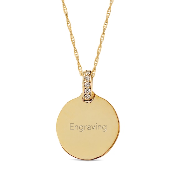 Lab-Grown Diamond Accent Fingerprint Disc Necklace in Sterling Silver with 14K Gold Plate - 18"