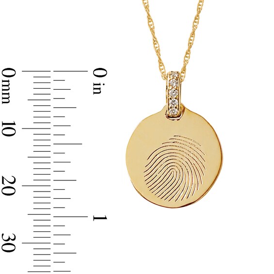 Lab-Grown Diamond Accent Fingerprint Disc Necklace in Sterling Silver with 14K Gold Plate - 18"