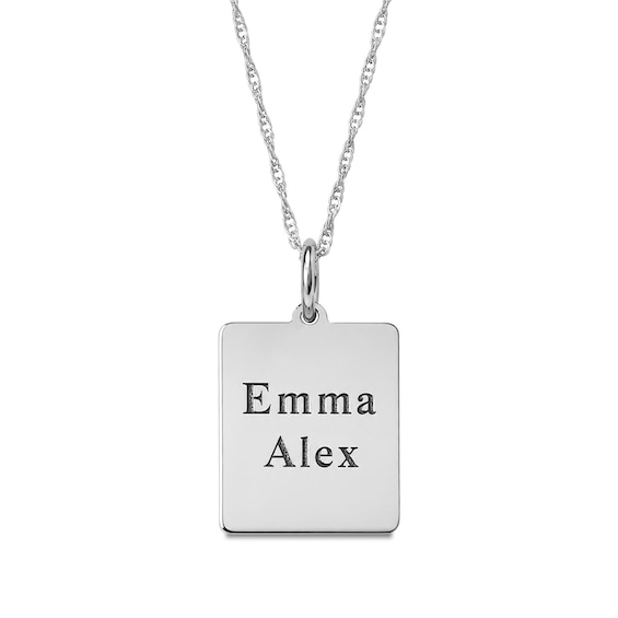 Engravable Square Necklace in Sterling Silver - 18"