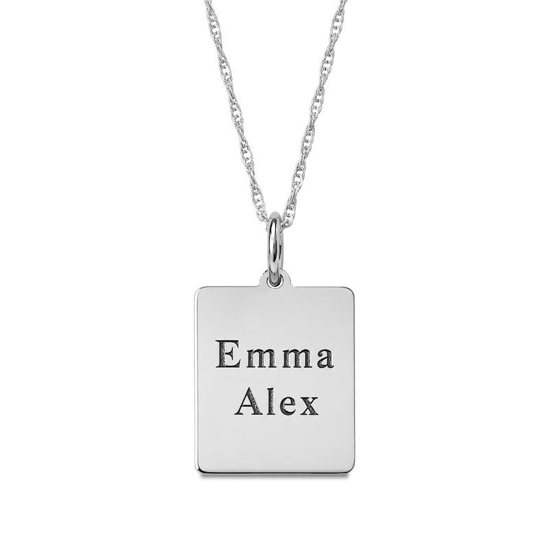 Main Image 1 of Engravable Square Necklace in Sterling Silver - 18"