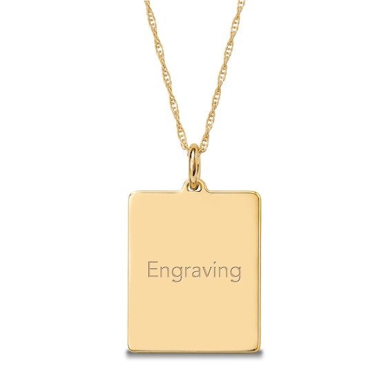 Engravable Rectangle Necklace in Sterling Silver with 14K Gold Plate - 18"