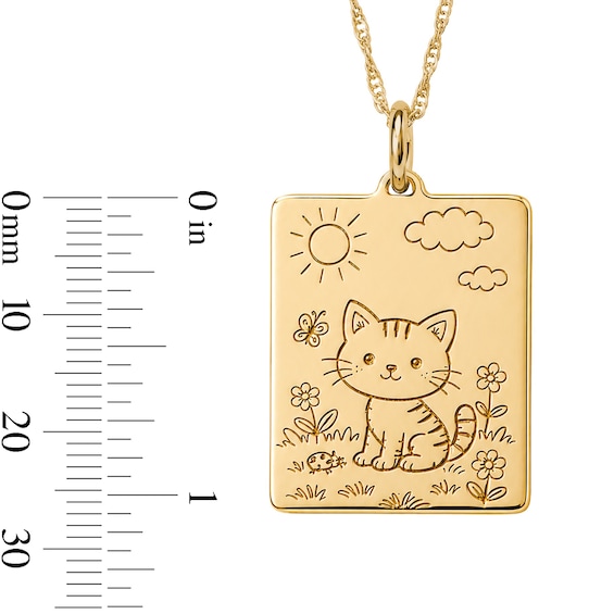 Engravable Rectangle Necklace in Sterling Silver with 14K Gold Plate - 18"