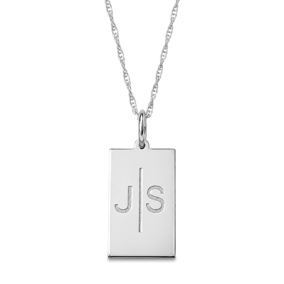 Initials and Engraved Message Necklace in Sterling Silver - 18"
