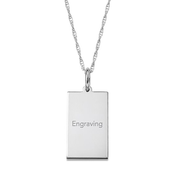 Initials and Engraved Message Necklace in Sterling Silver - 18"