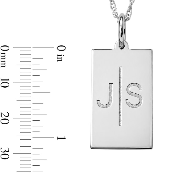 Initials and Engraved Message Necklace in Sterling Silver - 18"