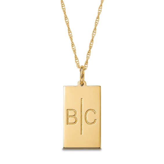 Initials and Engraved Message Necklace in Sterling Silver with 14K Gold Plate - 18"