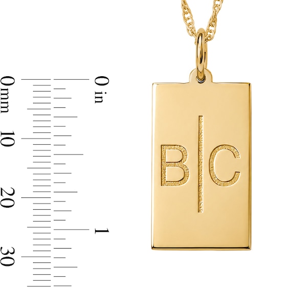Initials and Engraved Message Necklace in Sterling Silver with 14K Gold Plate - 18"
