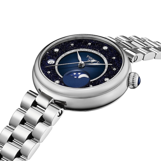 Ladies' Tissot Desir Stainless Steel Watch with Blue Dial and Diamonds (Model: T1522231149600)