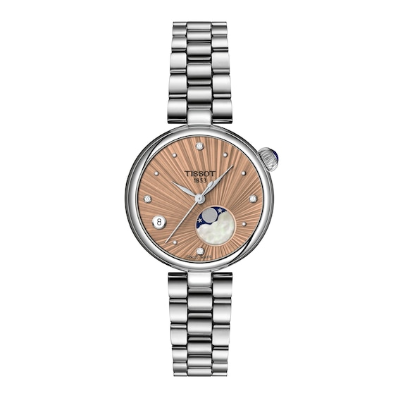 Ladies' Tissot Desir Stainless Steel Watch with Beige Dial and Diamonds (Model: T1522231154600)