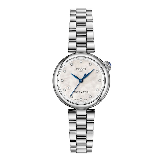 Ladies' Tissot Desir Stainless Steel Watch with Mother-of-Pearl Dial and Diamonds (Model: T1522071111600)