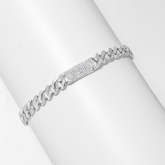 3/4 CT. T.W. Lab-Grown Diamond ID Curb Chain Bracelet in Sterling Silver (F/SI2)  - 8.5"