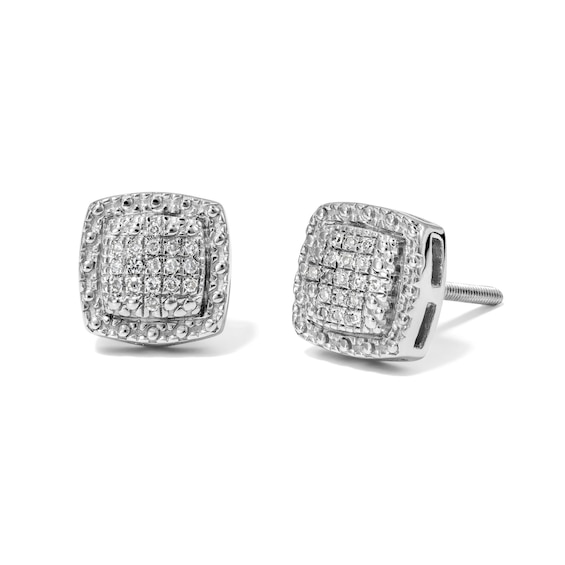 1/20 CT. T.W. Composite Square Frame Stud Earrings in Sterling Silver