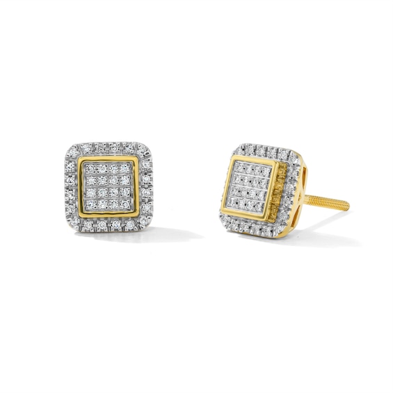 1/10 CT. T.W. Multi-Diamond Square Frame Stud Earrings in 10K Gold
