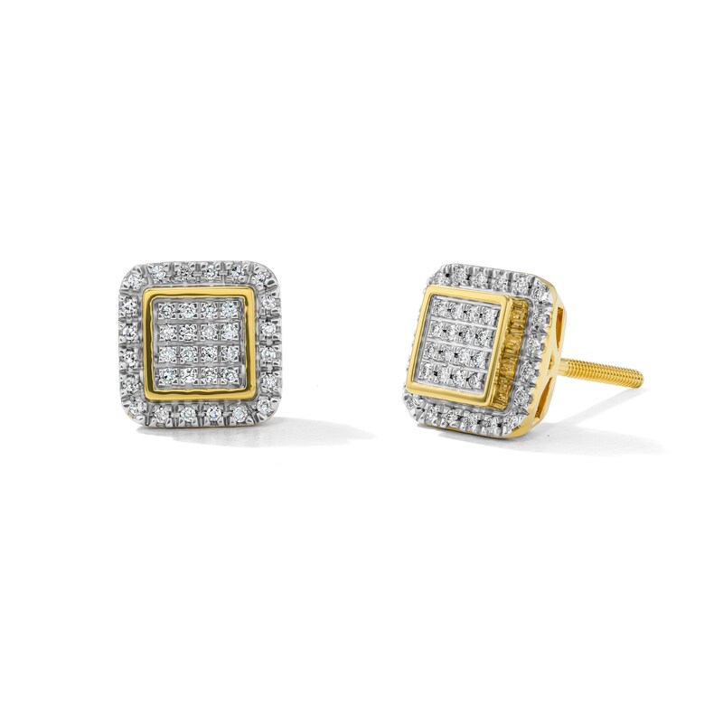 Main Image 1 of 1/10 CT. T.W. Multi-Diamond Square Frame Stud Earrings in 10K Gold