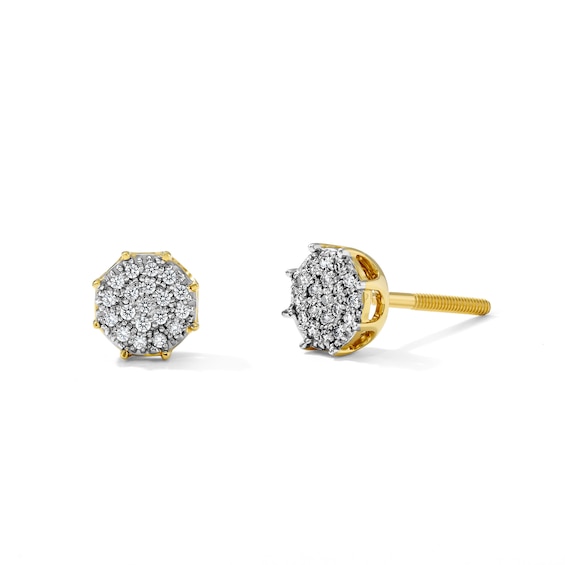 1/15 CT. T.W. Multi-Diamond Round Stud Earrings in 10K Gold