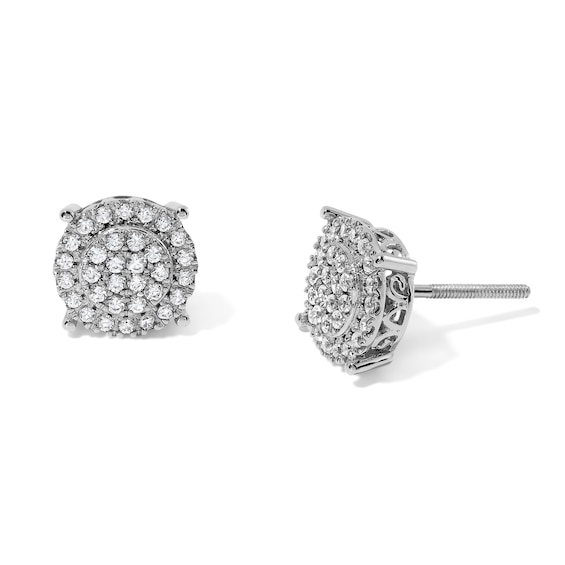1/3 CT. T.W. Lab-Grown Diamond Multi-Stone Frame Stud Earrings in Sterling Silver