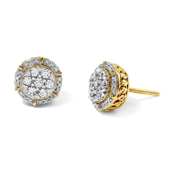 1/2 CT. T.W. Lab-Grown Diamond Multi-Stone Frame Curb Stud Earrings in 10K Gold (F/SI2)
