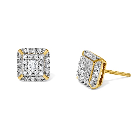1/2 CT. T.W. Lab-Grown Diamond Multi-Stone Square Stud Earrings in 10K Gold (F/SI2)