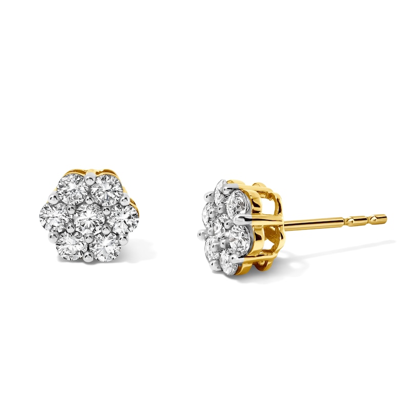 Main Image 1 of 1 CT. T.W. Lab-Grown Diamond Cluster Stud Earrings in 10K Gold (F/SI2)