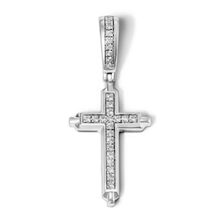 1/4 CT. T.W. Diamond Cross Necklace Charm in Sterling Silver