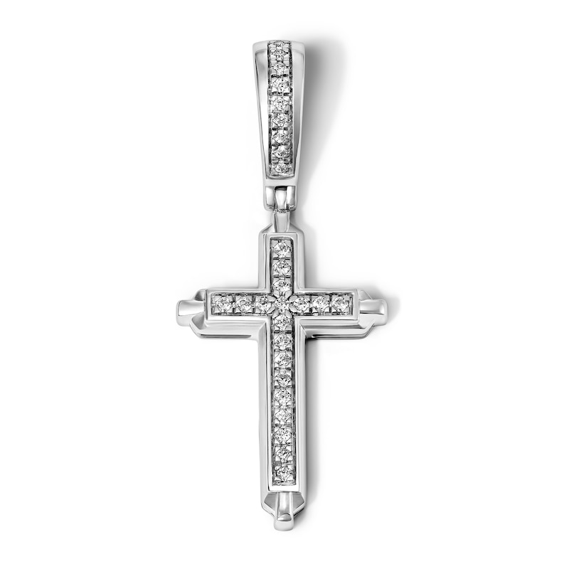 Main Image 1 of 1/4 CT. T.W. Diamond Cross Necklace Charm in Sterling Silver