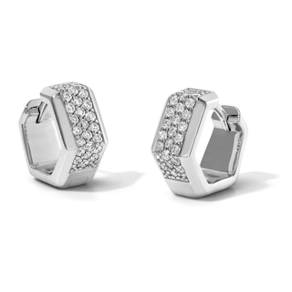 1/2 CT. T.W. Lab-Grown Diamond Three-Row Hexagon Hoops in Sterling Silver (F/VS2)