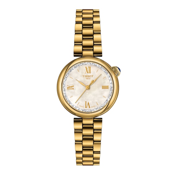 Ladies' Tissot Desir Gold-Tone PVD Stainless Steel Watch with Mother-of-Pearl Dial (Model: T1520103311800)