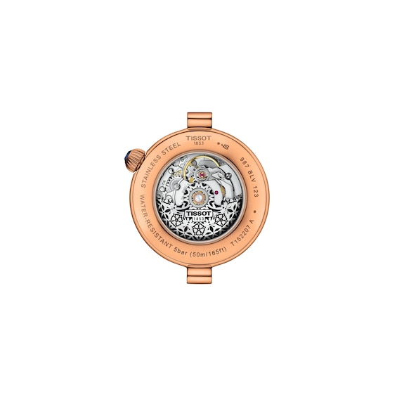 Ladies' Tissot Desir RoseTone PVD Stainless Steel Watch with Pink Mother-of-Pearl Dial and Brown Leather Strap (Model: T1522073652100)