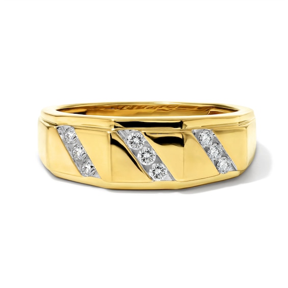 1/4 CT. T.W. Diamond Channel-Set Angled Ring in 10K Gold