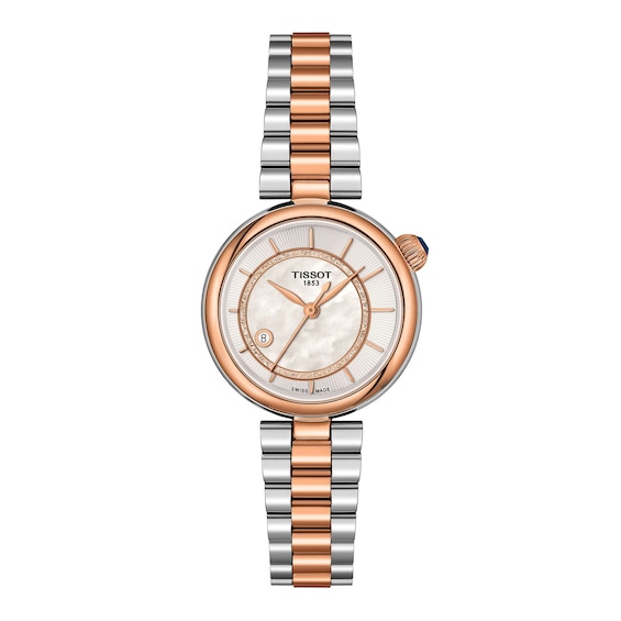 Ladies' Tissot Desir Rose-Tone PVD and Stainless Steel Watch with Mother-of-Pearl Dial (Model: T1522072211100)