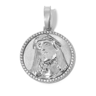 1/2 CT. T.W. Lab-Grown Diamond Jesus Medallion Necklace Charm in Sterling Silver (F/SI2)